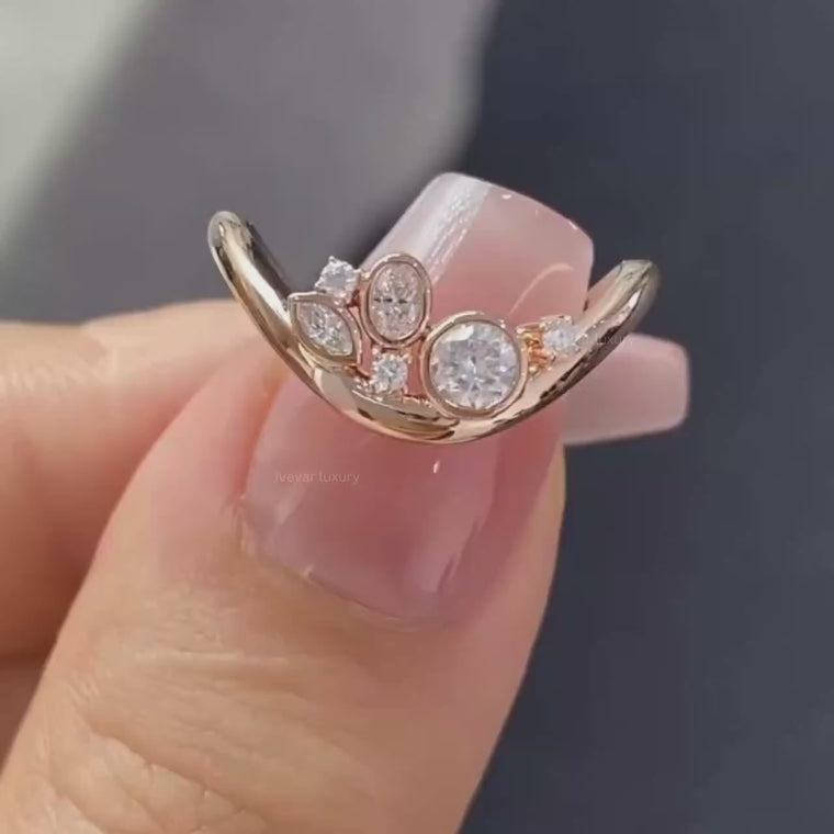 Curved Halo Wishbone Wedding Band video
