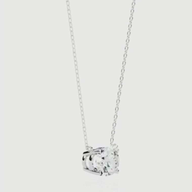 Oval Solitaire Pendant with Four Prong Side Loops Pendant video