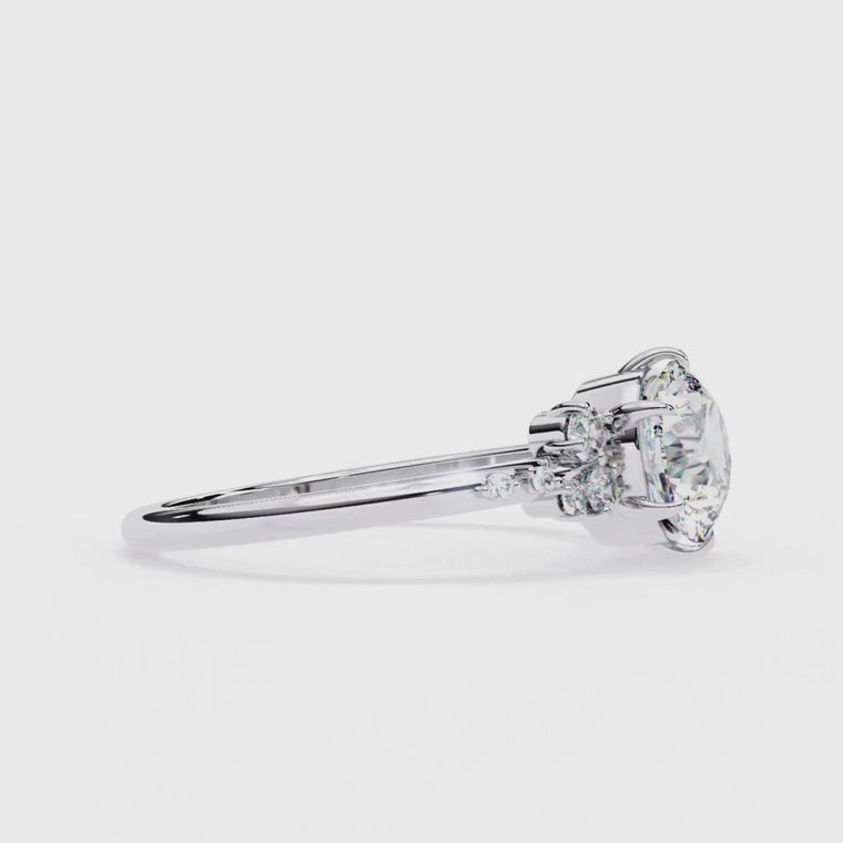 Floral Round Brilliant Cut Moissanite Engagement Ring video