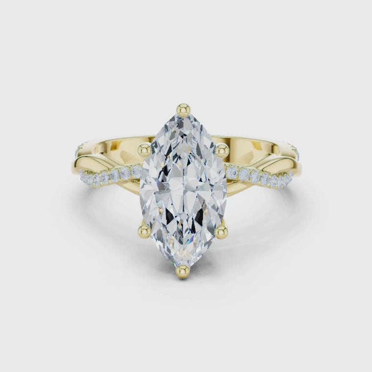 Marquise Cut Twisted Pave Engagement Ring video