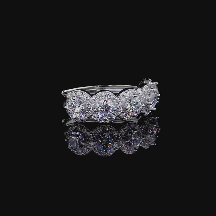 Five Stone Round Cut Halo Ring video