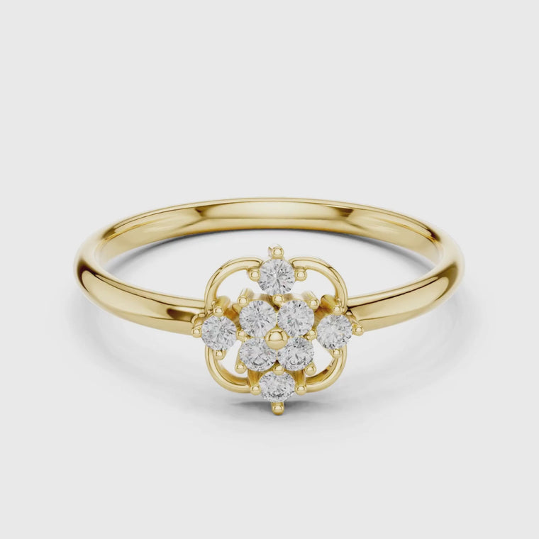 Round Cut Floral Cluster Engagement Ring video