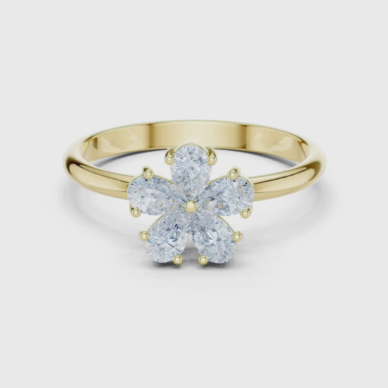 Pear Cut Flower Shape Engagement Ring video