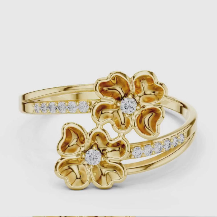 Dual Flower Bypass Split Pave Shank Ring video