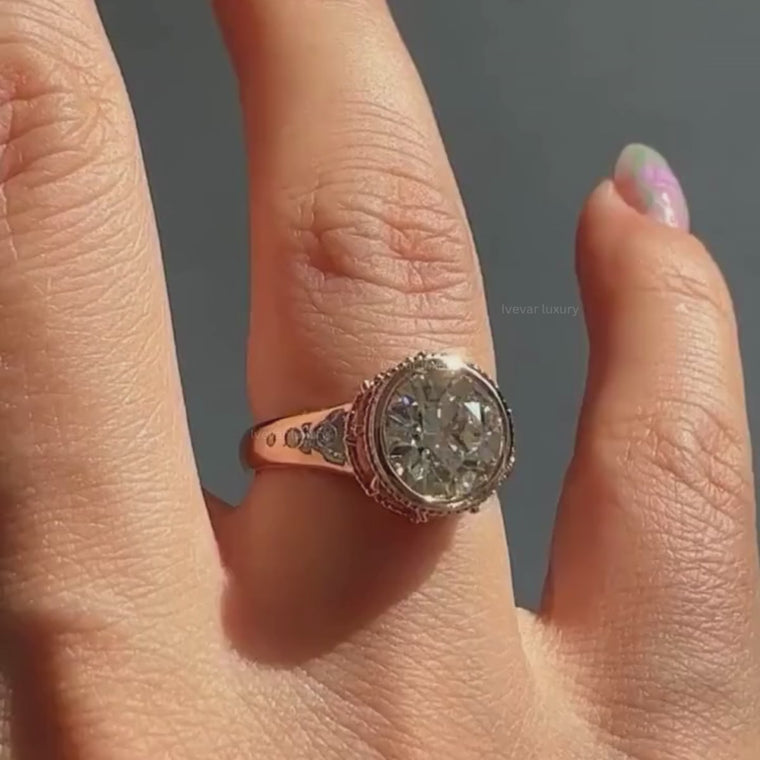 European Round Bezel Set Ring With Hidden Halo video