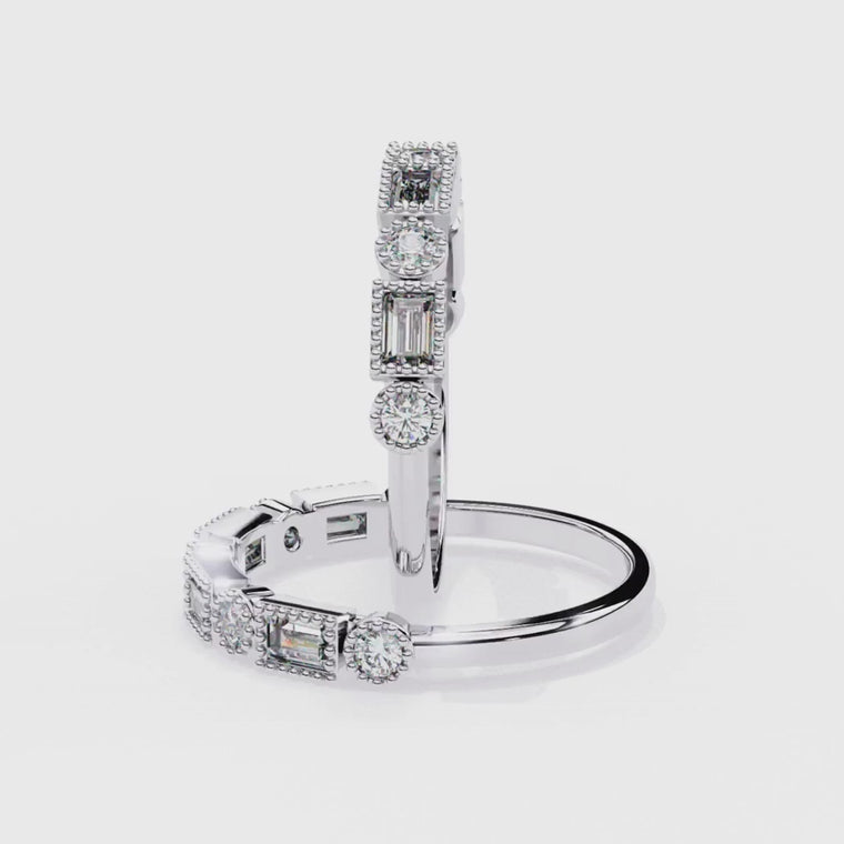 Alternating Emerald and Round Eternity Wedding Band video