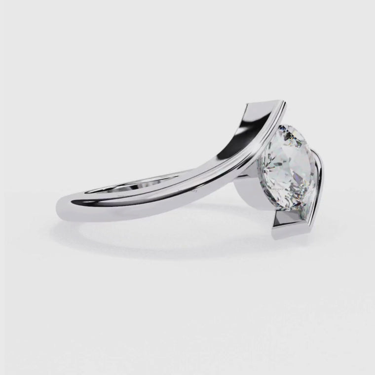 Round Cut Bypass Band Solitaire Ring video