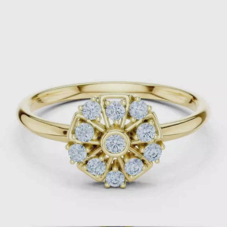Round Geometric Floral Cluster Promise Ring video