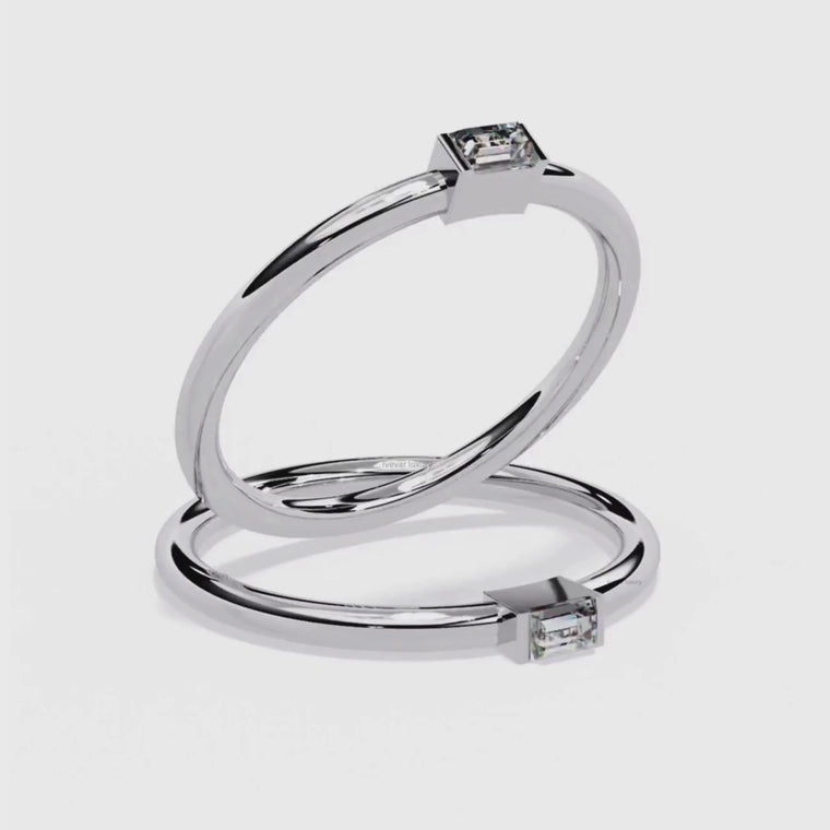 Half Bezel East West Baguette Engagement Ring video