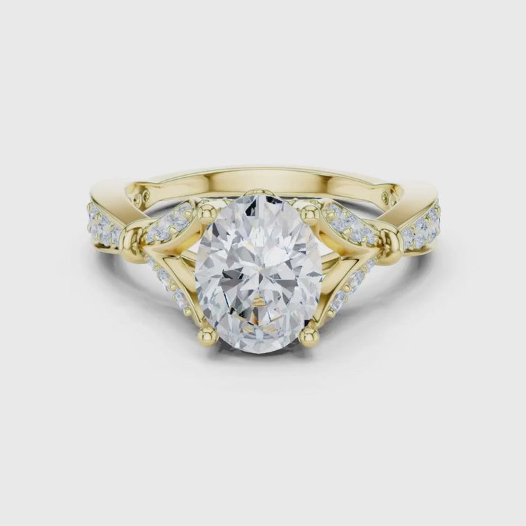 Oval Cut Cathedral Ring with Marquise Accents video