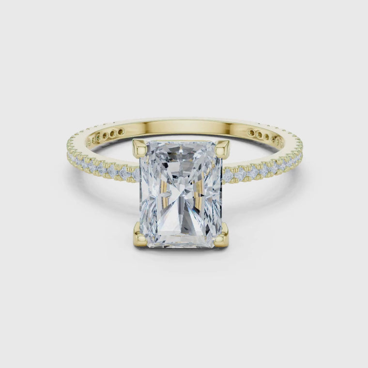 Radiant Cut Hidden Halo Pave Lab Diamond Engagement Ring video