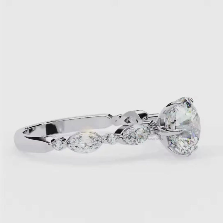 Round Wedding Ring With Marquise Side Stones video