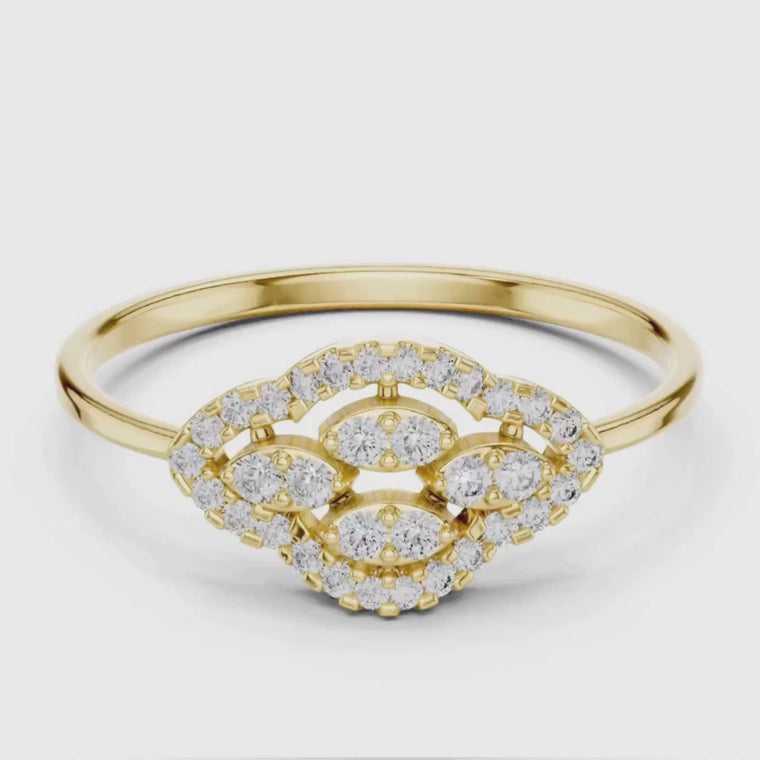Round Pave Accents Cluster Halo Ring video