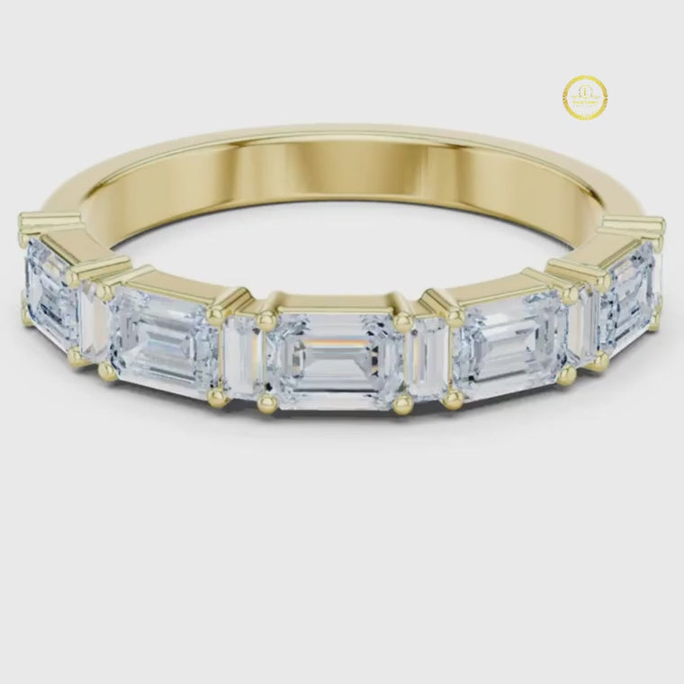 Half Eternity Emerald Cut Wedding Band video