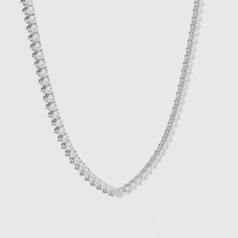 Round Cut V Shape Tennis Necklace video