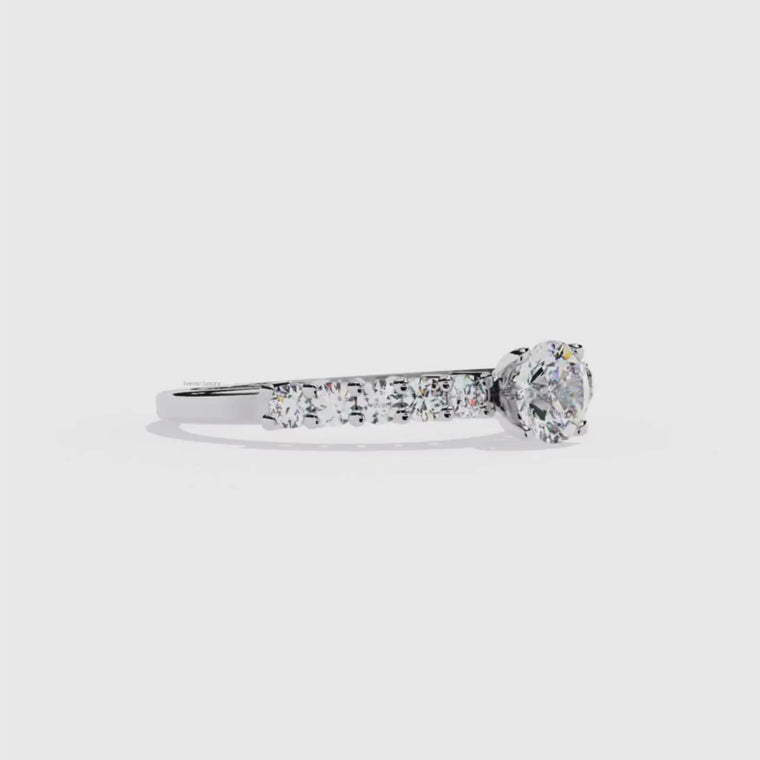 Round Cut Moissanite Engagement Ring with Asymmetric Accents video