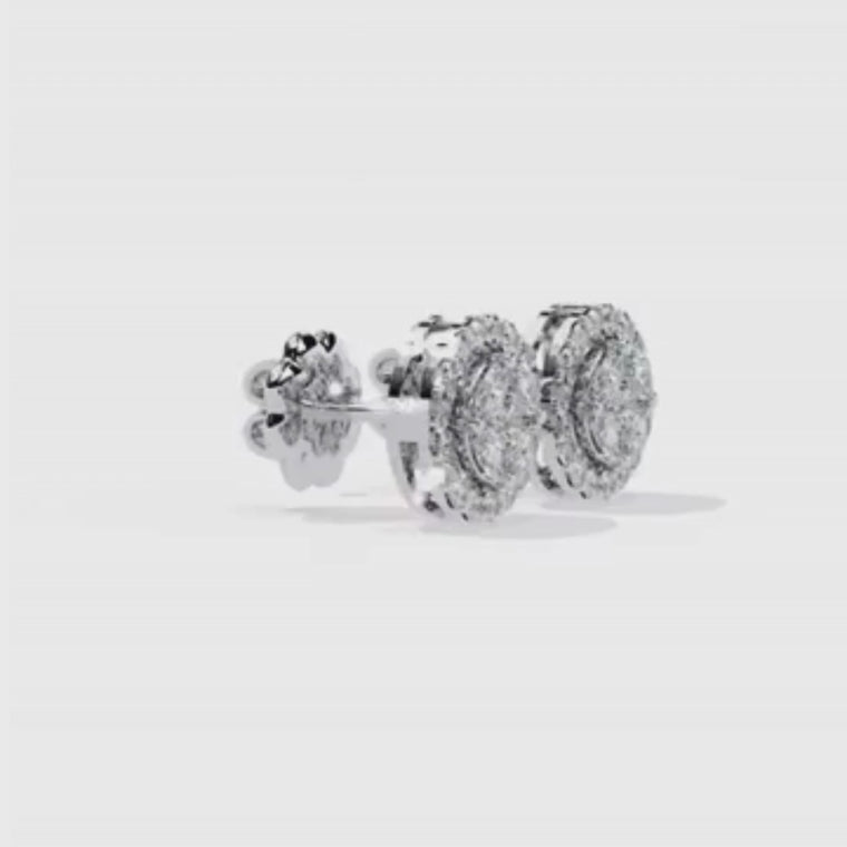 Halo Marquise Round Cluster Pave Circle Stud Earrings video