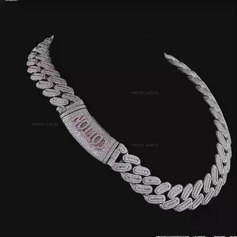 Custom COTTON Alphabet Clasp Pave Lab Diamond Capsule Link Chain video
