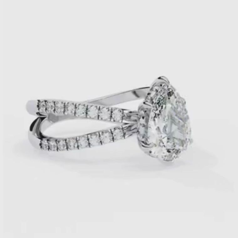 Pear Cut Double Band Promise Ring For Women video