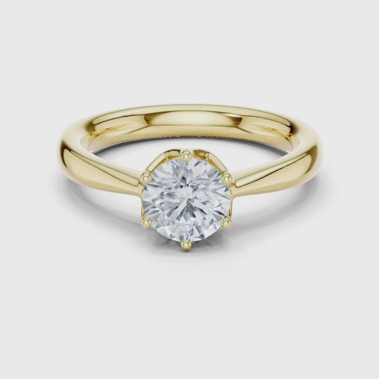 Round Cut Brilliant Six Prong Cathedral Solitaire Ring video