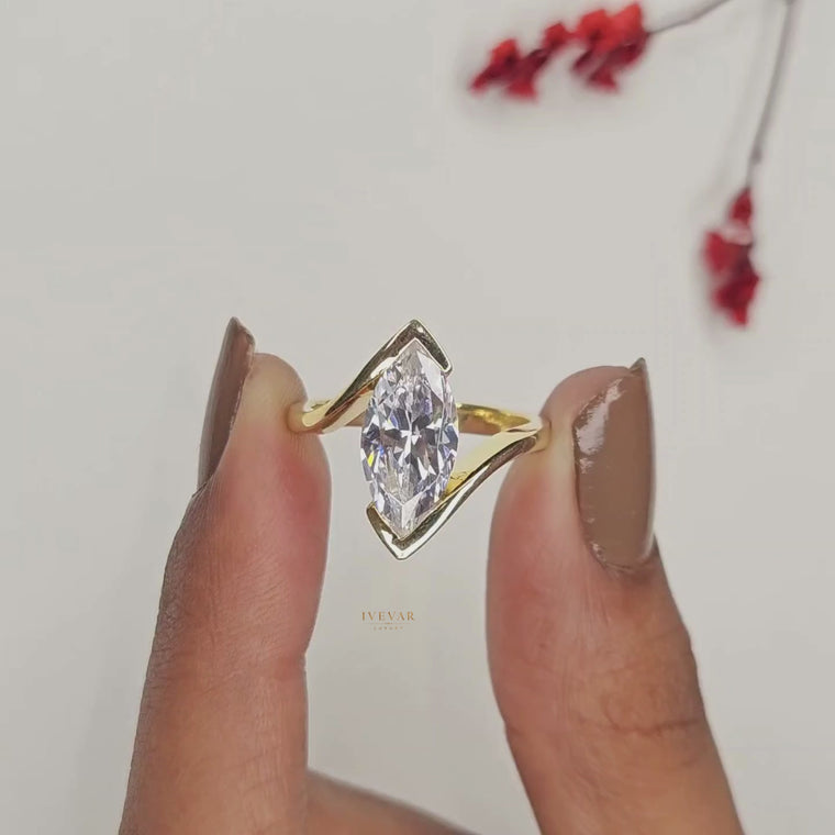 Marquise Cut Bezel Set With Bypass Band video