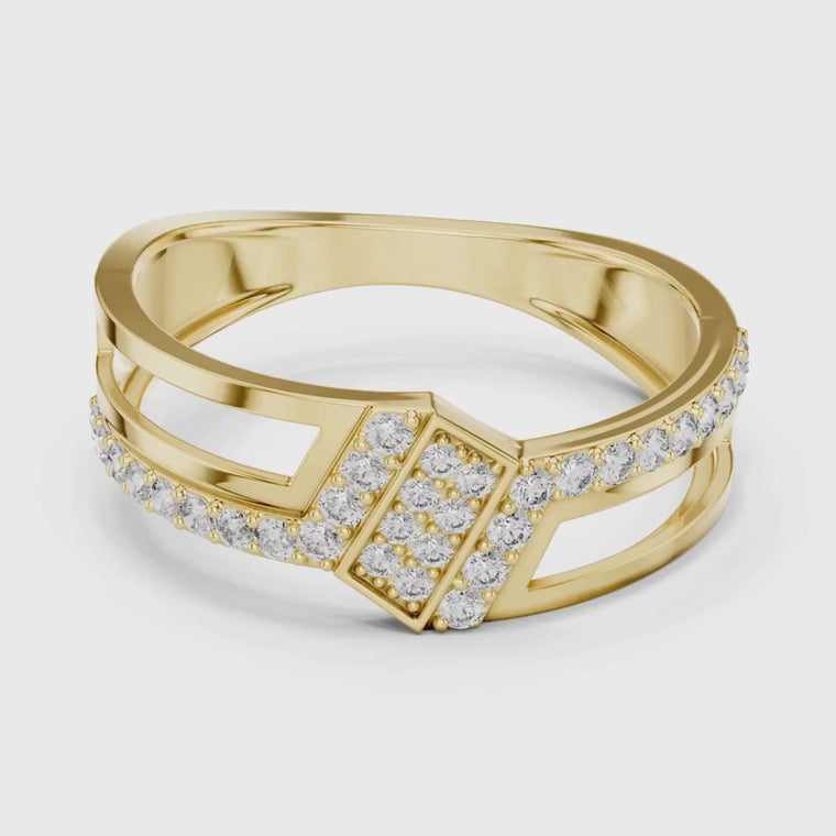 Round Openwork Statement Ring Geometric Pave Band video