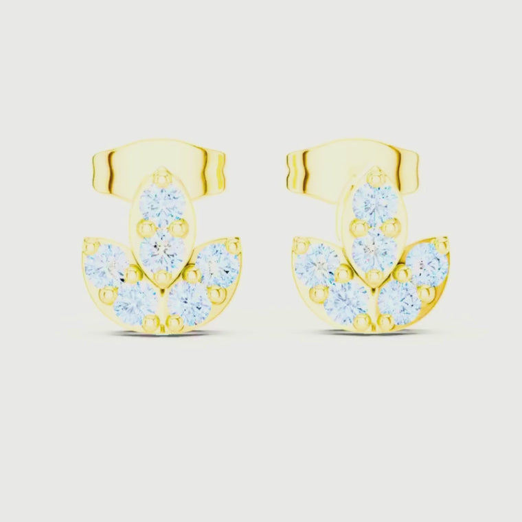 Lotus Bloom Round Cut Layered Petal Cluster Earrings video