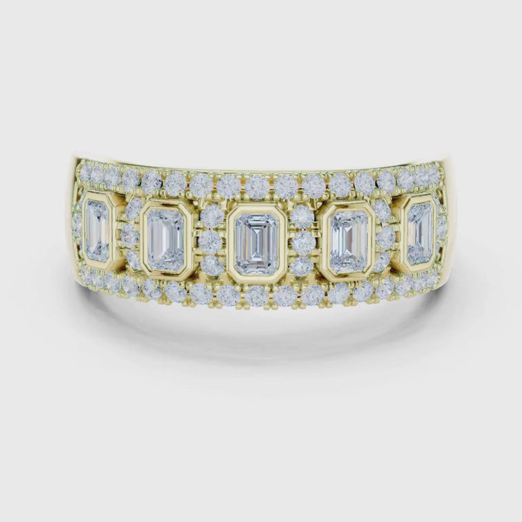 Emerald Cut Halo Statement Wedding Band video