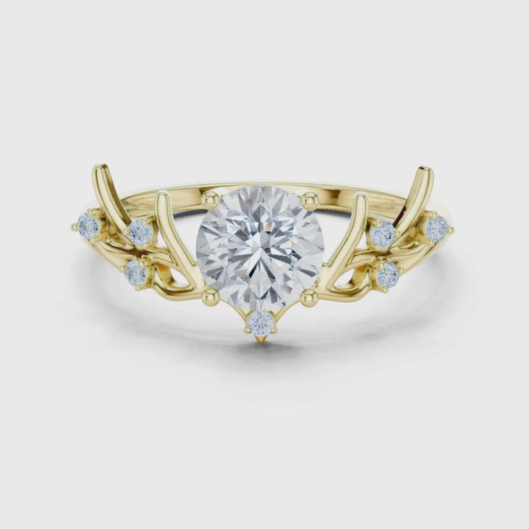 Round Cut Nature Inspired Engagement Ring video