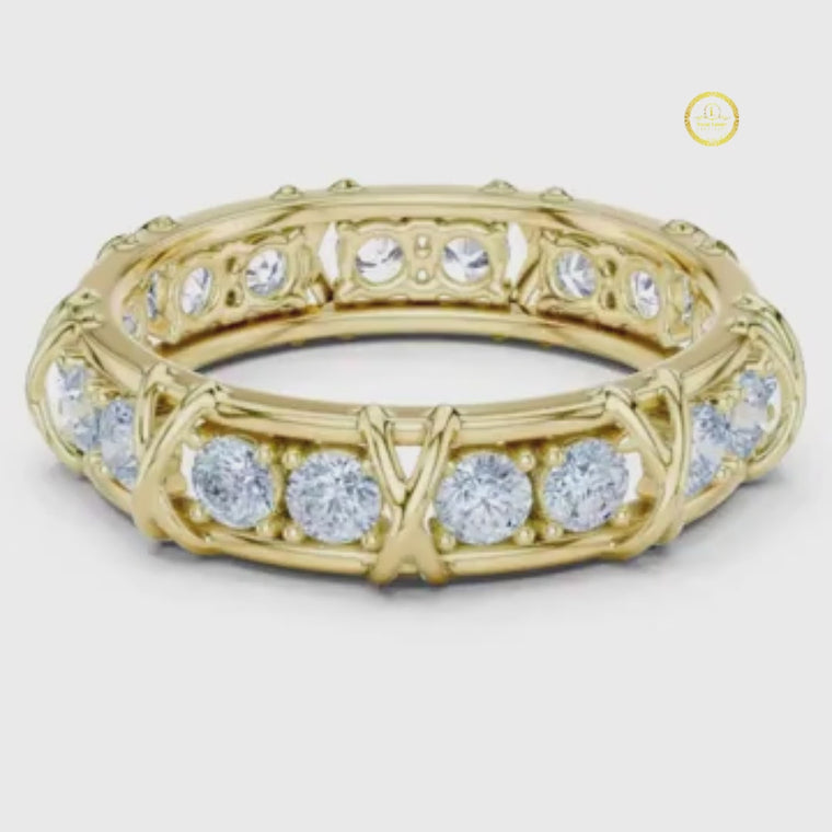 Round Cut Men's Cross Station Shared Prong Ring video