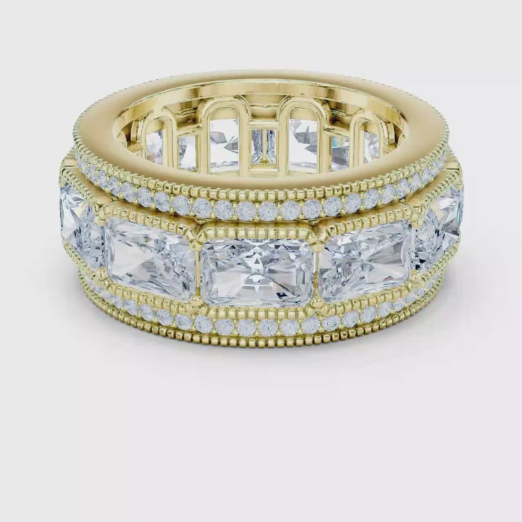 Radiant Cut Wide Pave Border Band Ring video