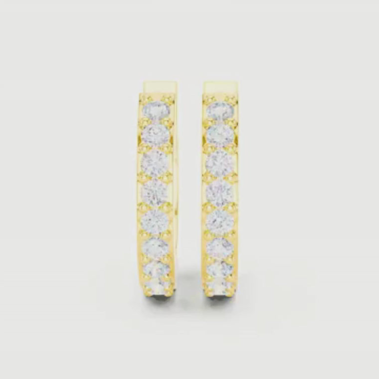Inside Out Round Shared Prong Huggie Hoop Earrings video