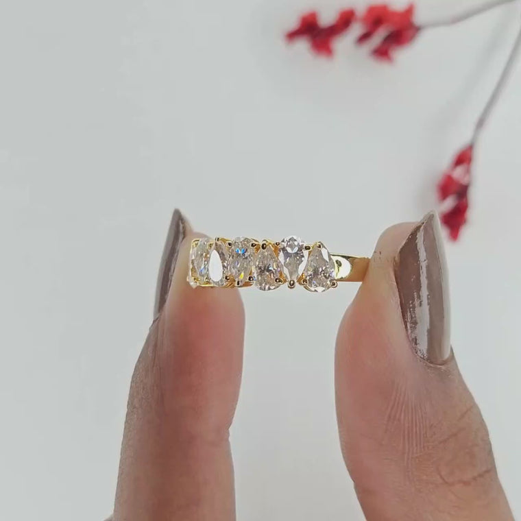 Up and Down Pear Cut Half Infinity Band Ring video