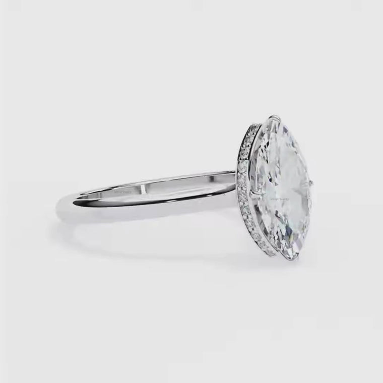 Marquise Cut Solitaire Ring With Hidden Pave Halo video