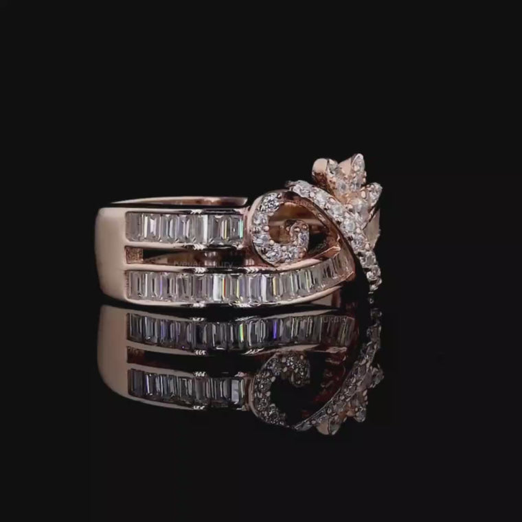 Floral Bypass Baguette and Round Engagement Band video