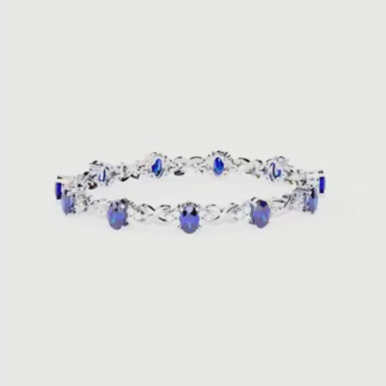 Oval Blue Sapphire Infinity Link Bracelet video