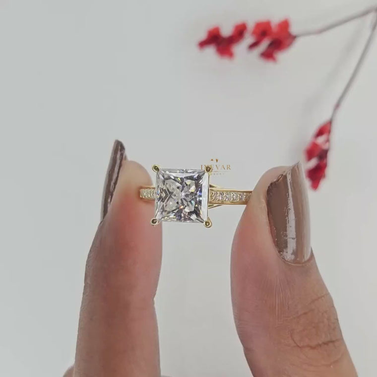 Princess Cut Pave Band Wedding Ring video