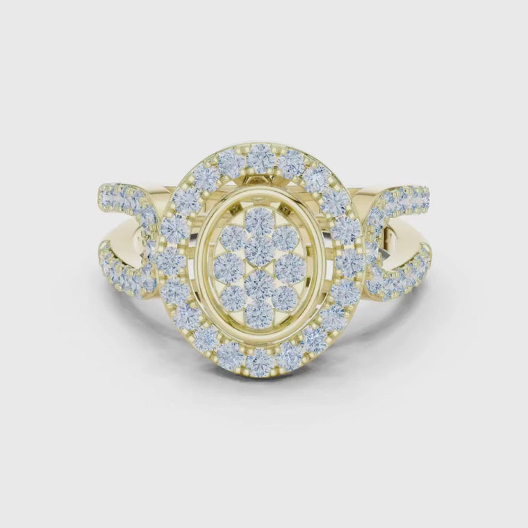 Cluster Round Cut Split Shank Engagement Ring video