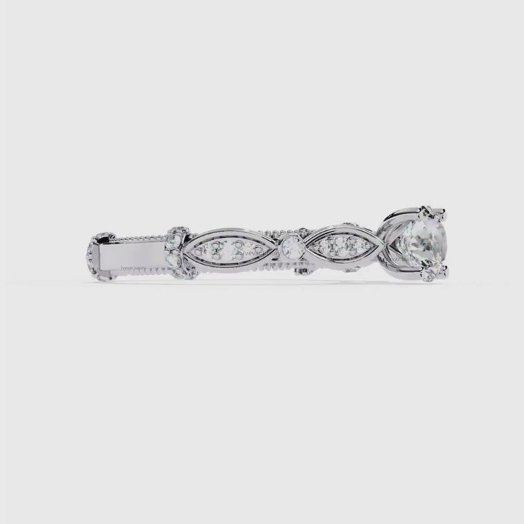 Round Cut Vintage Marquise Leaf Anniversary Ring video