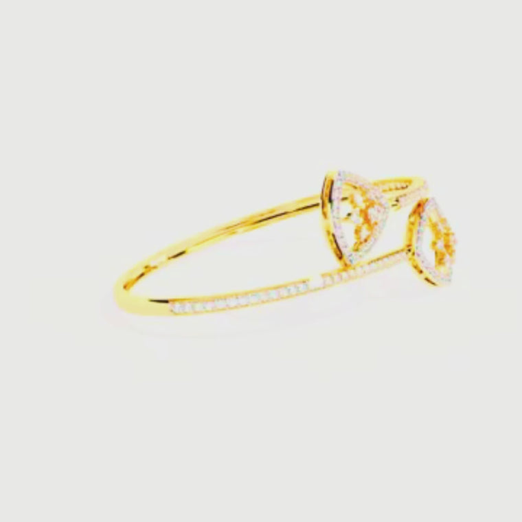 Round Shape Open Cuff Bangle Bracelet Pave Accents video