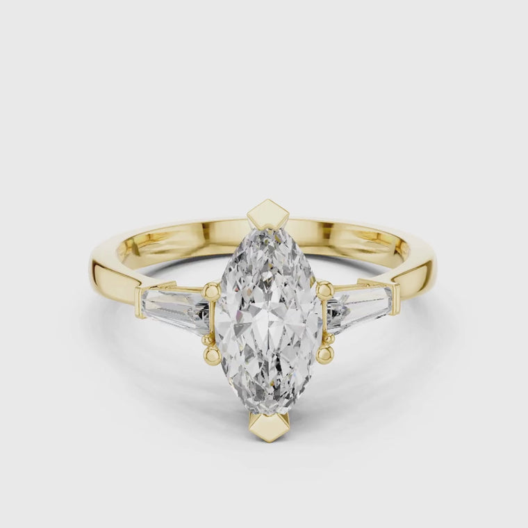 Marquise Wedding Ring With Baguettes video