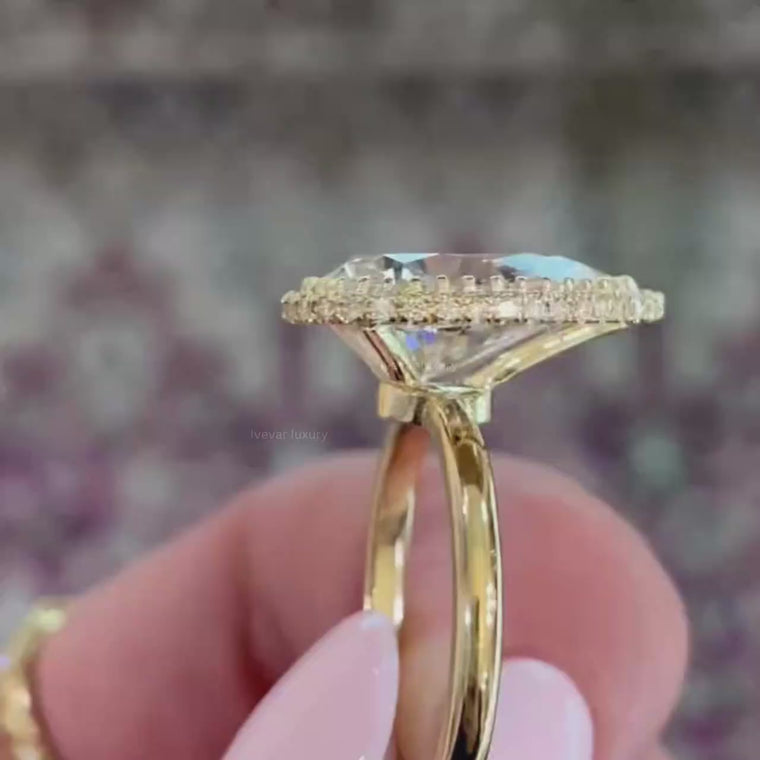 Pear Cut Halo Solitaire Ring video