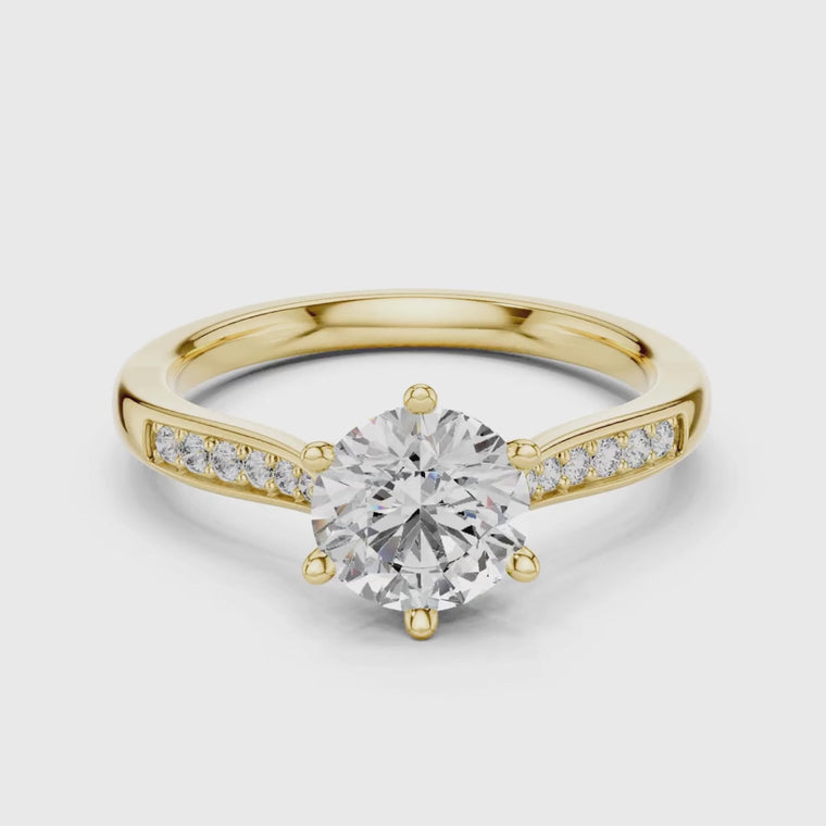 Round Cut Wedding Ring With Pave Band video