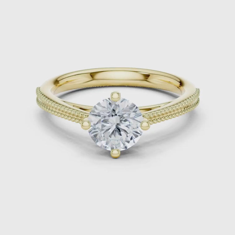 Round Cut Milgrain Solitaire Engagement Ring video