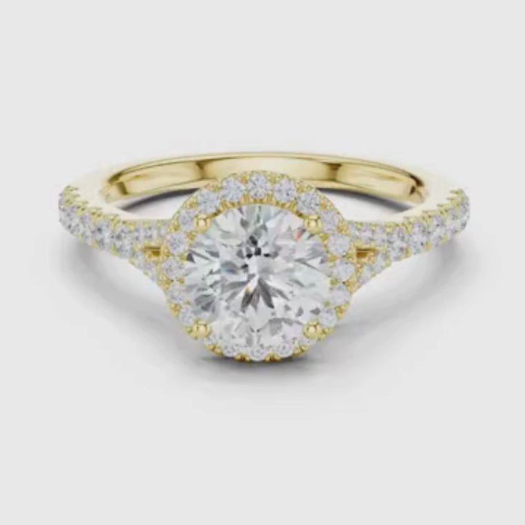 Round Halo Lab Grown Diamond Ring for Women video