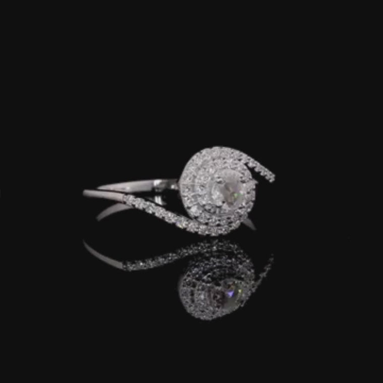 14K Gold Natural Rose Cut Diamond Double Halo Ring video