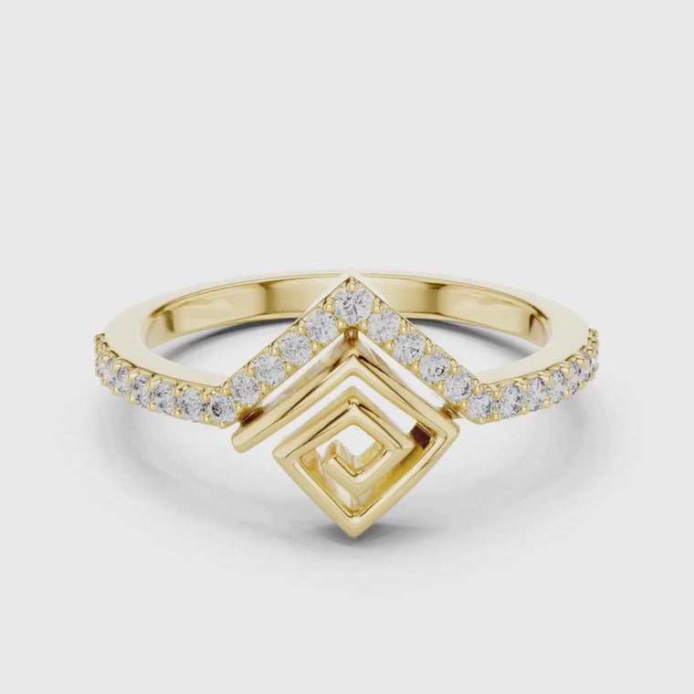 Round Cut Geometric Ring Pave Band video