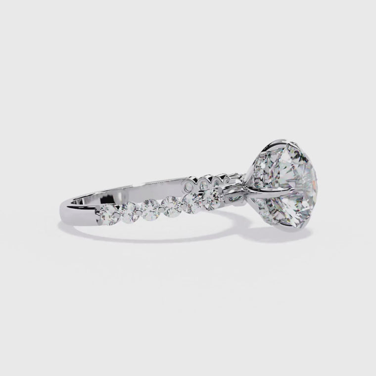 Round Solitaire Engagement Ring With Pave Band video