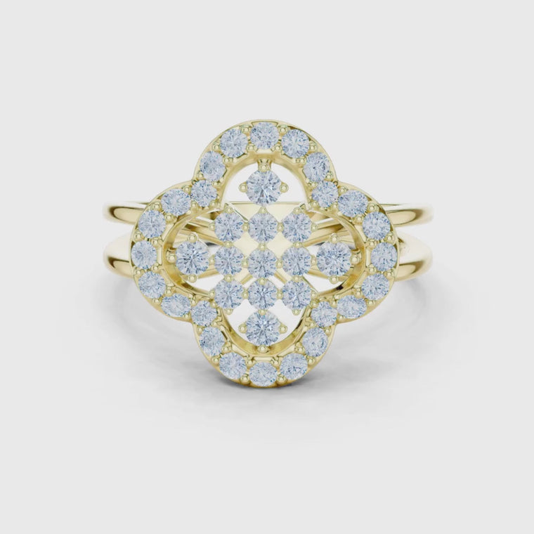 Floral Round Cluster Halo Anniversary Ring video