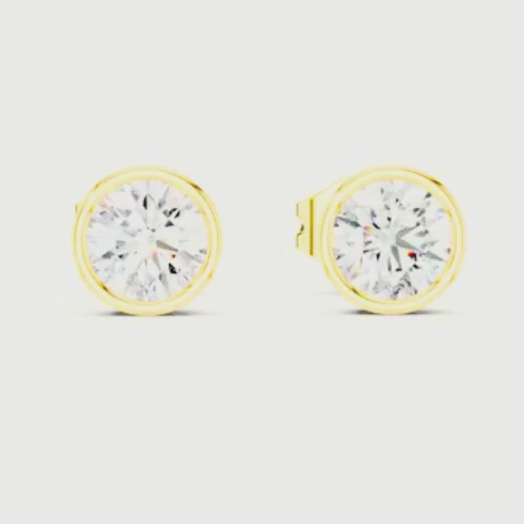 Bezel Set Round Minimal Solitaire Stud Earrings video